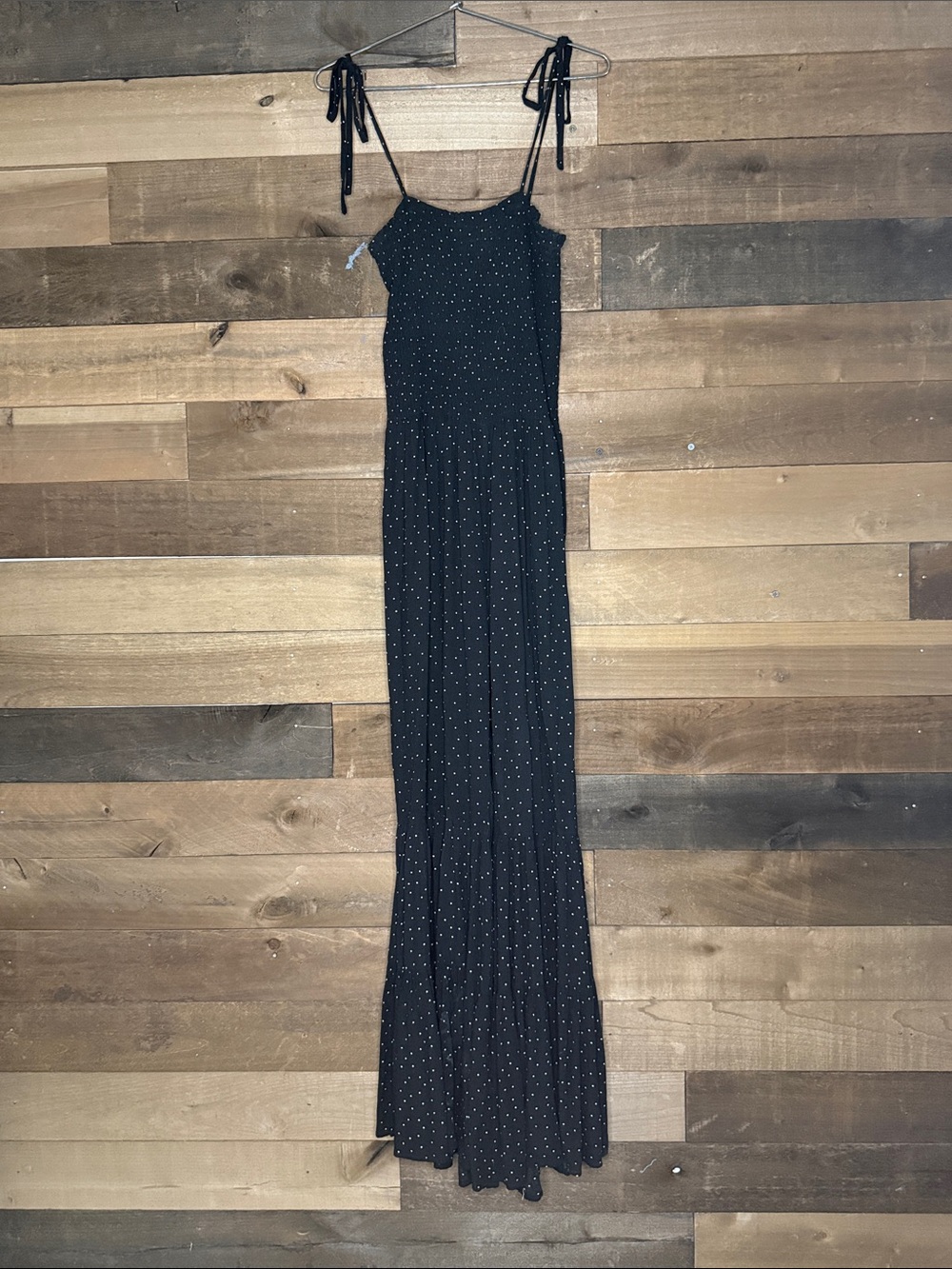 entro Black Polka Dot Tie-Shoulder Wide-Leg Jumpsuit
